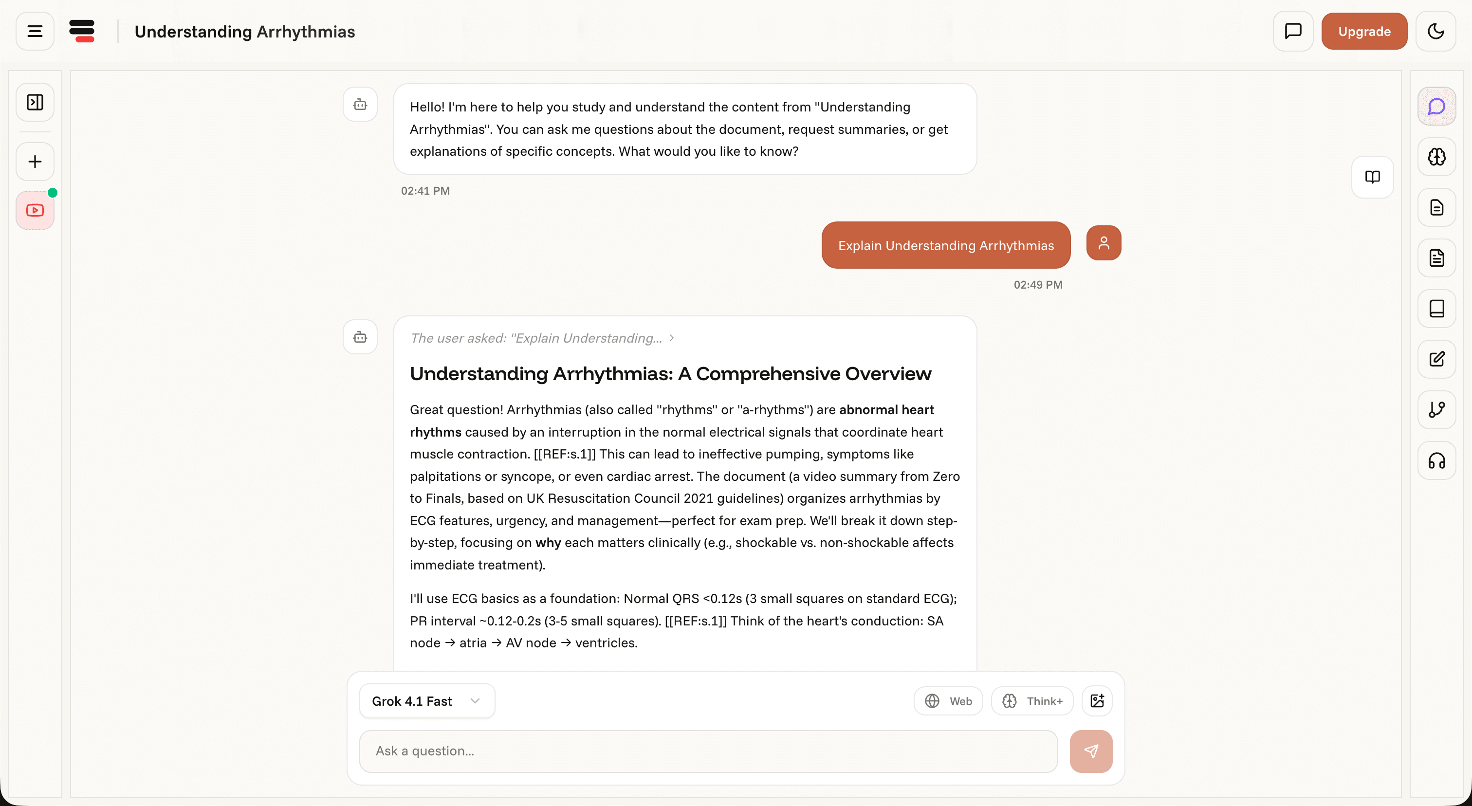 NoteTube AI chat with RAG-powered document answers